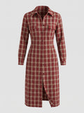 Plaid Button Front Shirt Dress