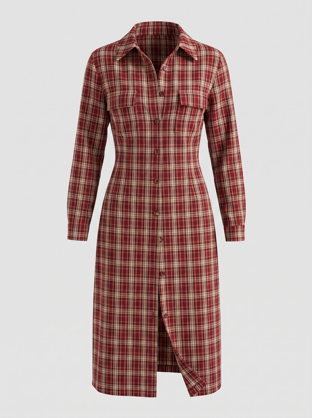 Plaid Button Front Shirt Dress