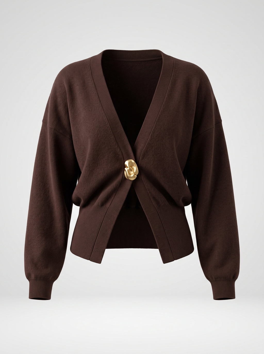 Golden Button Plain Cardigan