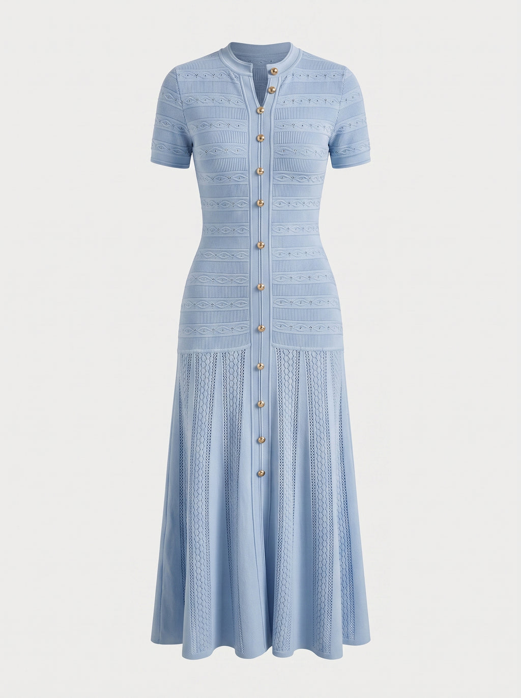 Short Sleeve Textured Knit Midi Dress