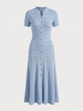 Short Sleeve Textured Knit Midi Dress