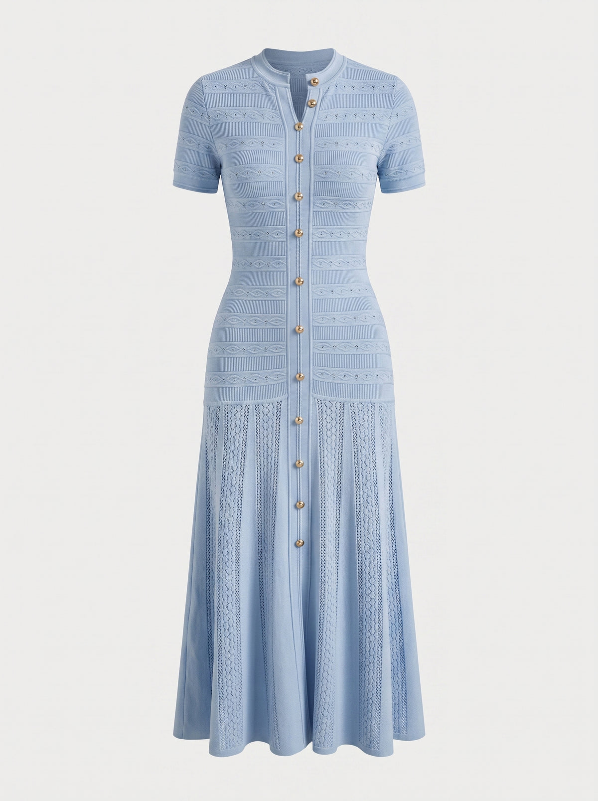Short Sleeve Textured Knit Midi Dress