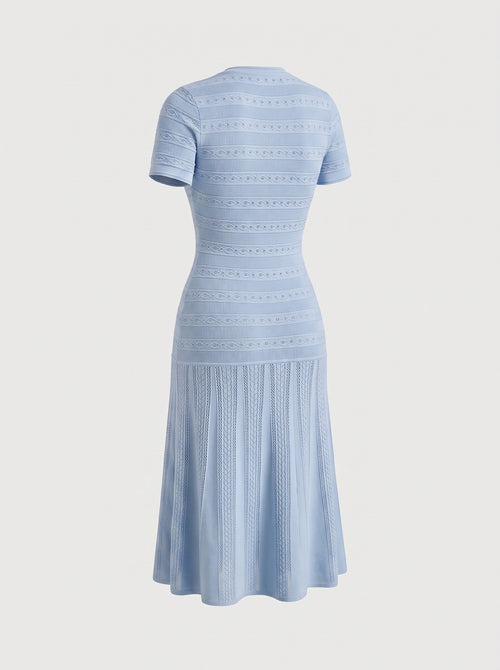 Short Sleeve Textured Knit Midi Dress