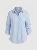 Lapel Pinstripe Versatile Shirt