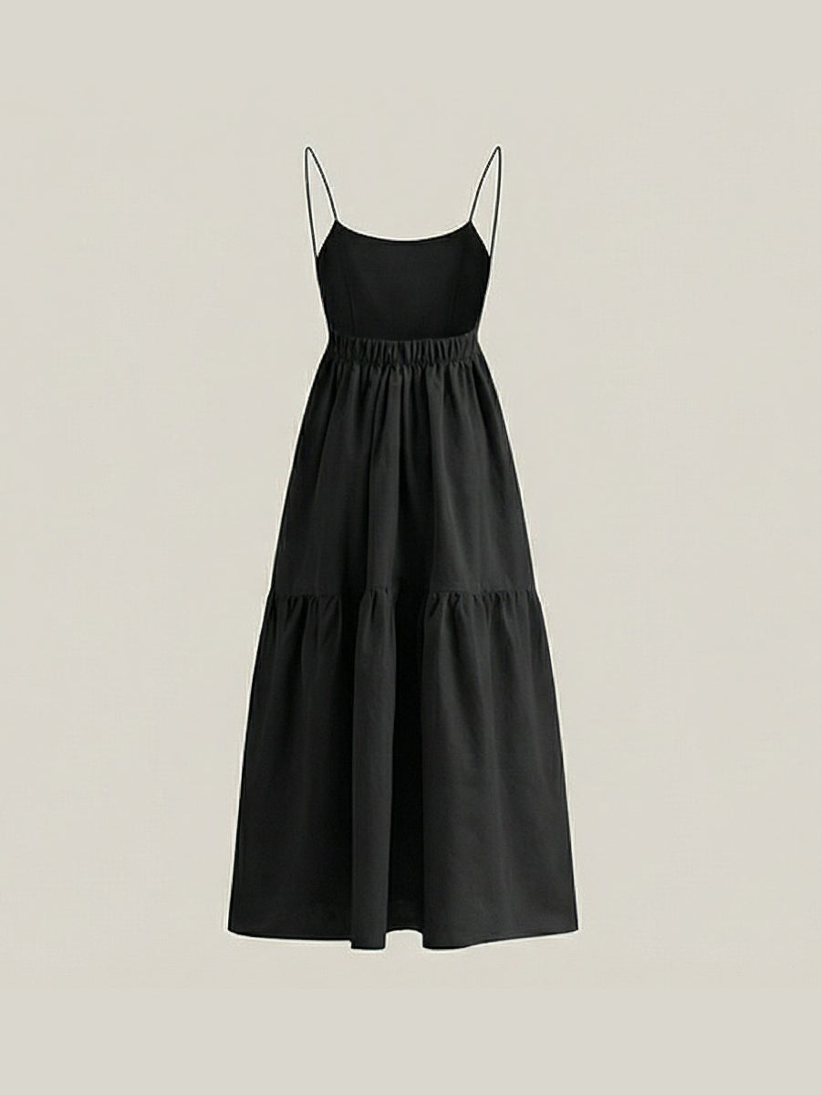 Solid Backless Long Dress