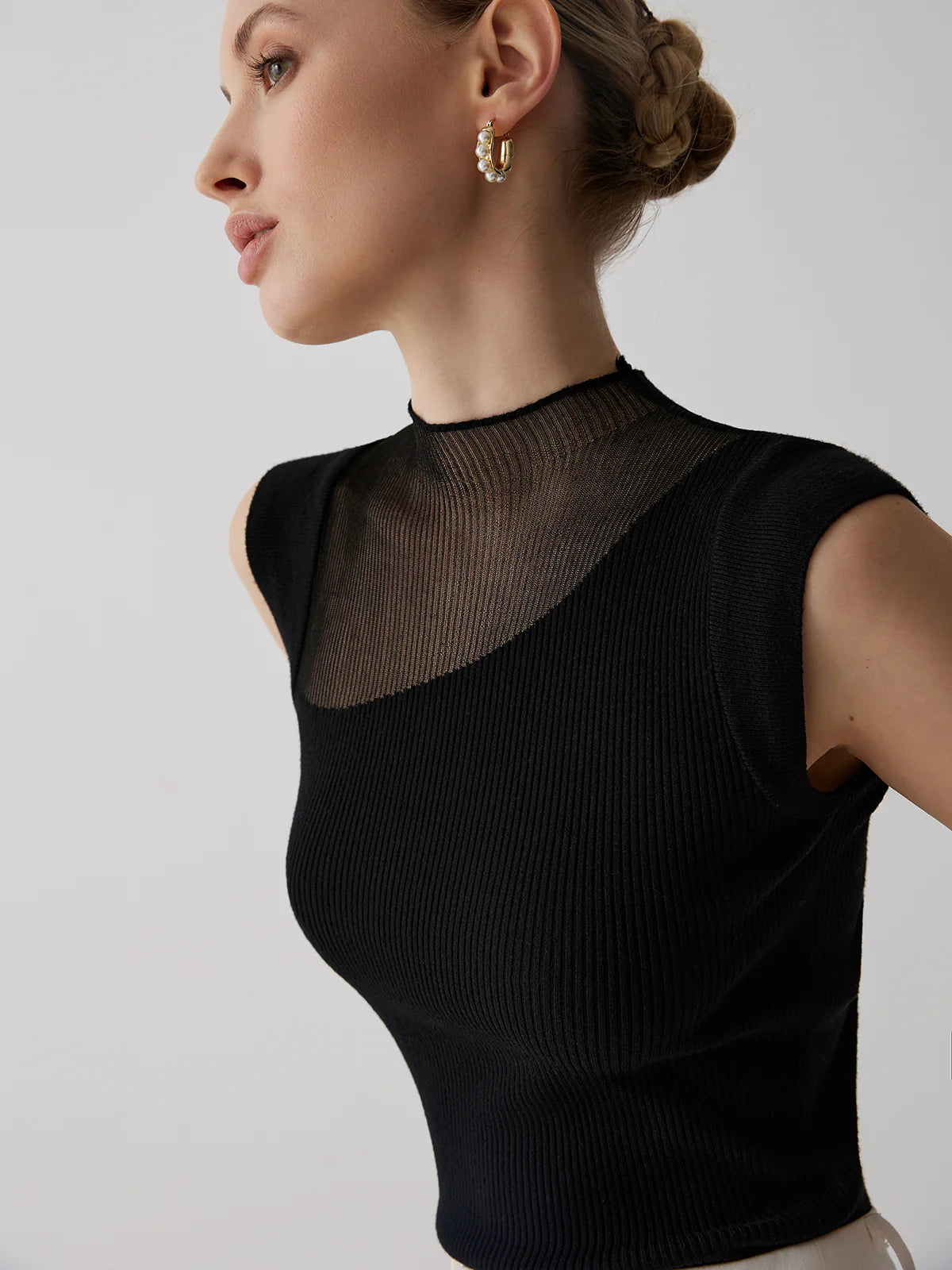 Mesh Patchwork Sleeveless Top
