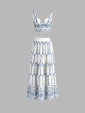 Printed Sleeveless Tie Back Skirt Set