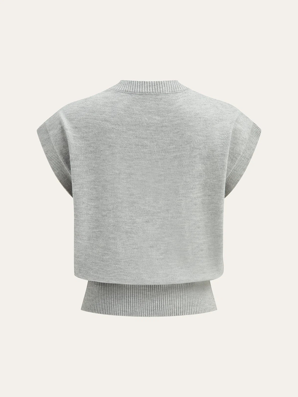 Flower Applique Cap Sleeve Knit Top