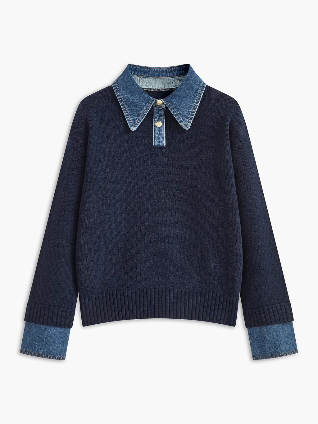 2 in 1 Panel Lapel Relaxed Sweater