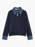 2 in 1 Panel Lapel Relaxed Sweater