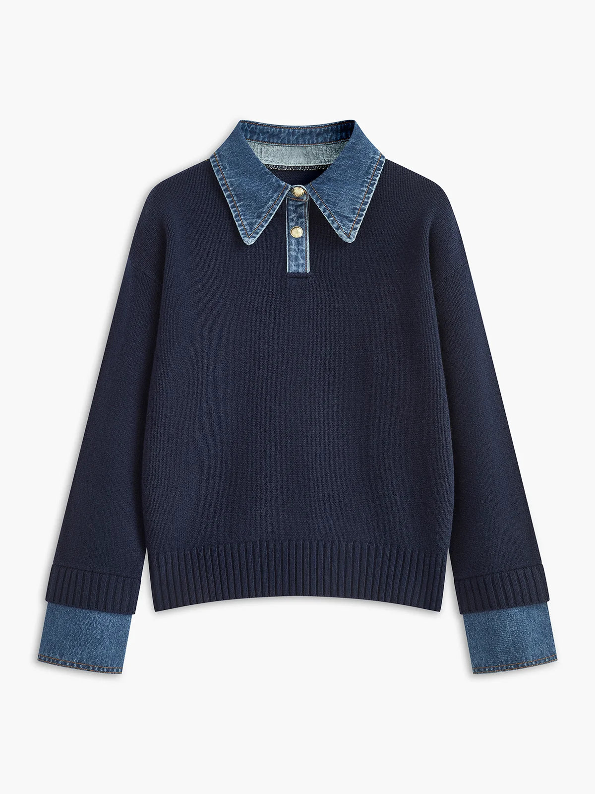 2 in 1 Panel Lapel Relaxed Sweater
