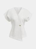 Trendy V-Neck Button Down Blouse