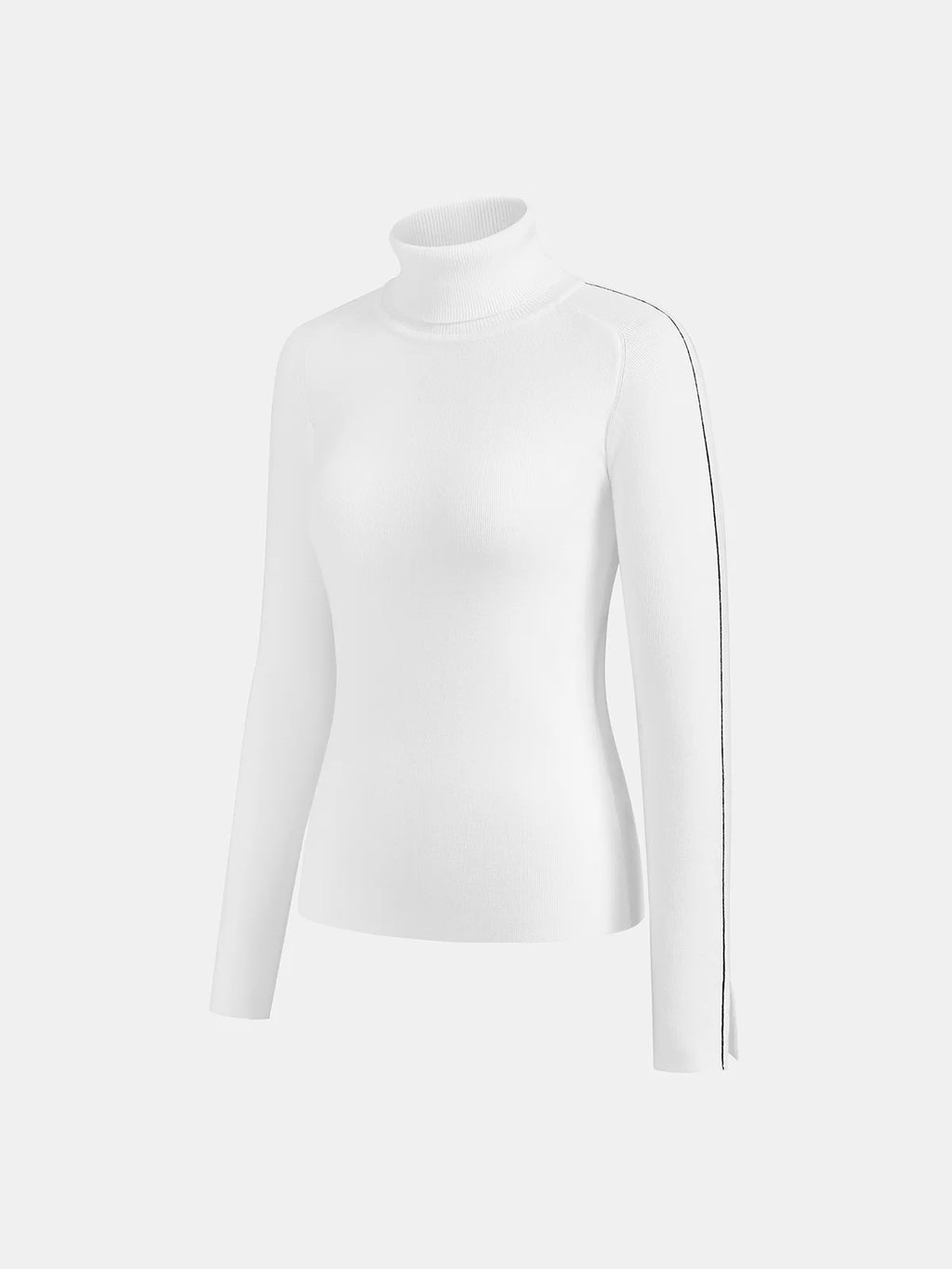 Contrast Piping Turtleneck Sweater