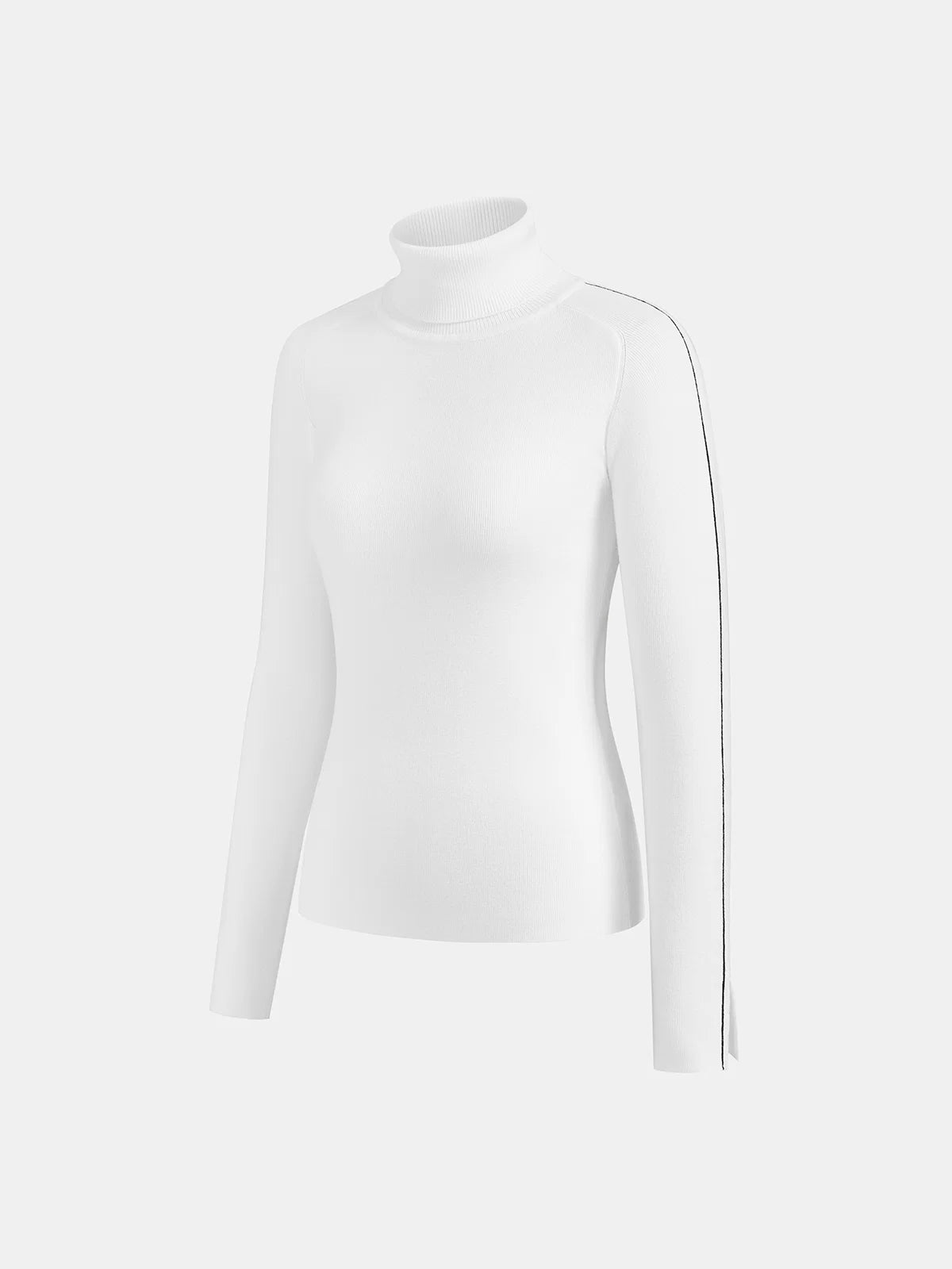 Contrast Piping Turtleneck Sweater
