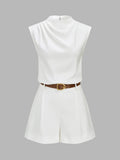 Draped Sleeveless Top & Belted Shorts Set