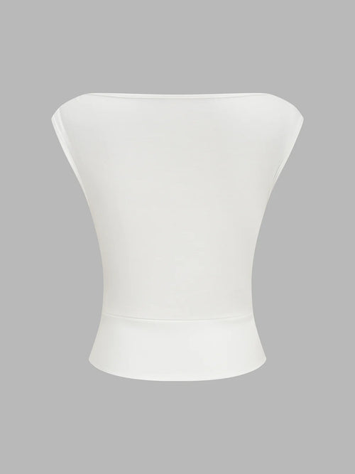 Asymmetric Neckline Ruched Blouse