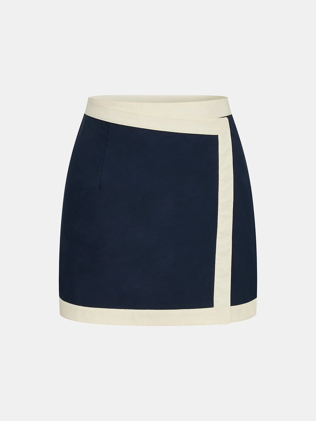 Cotton Contrast Trim Two Piece Skirt Set