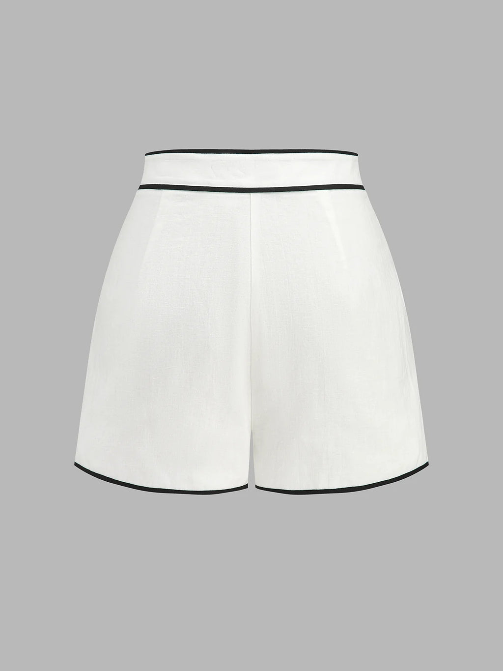 Cotton Linen Contrast Trim Top & Shorts Set