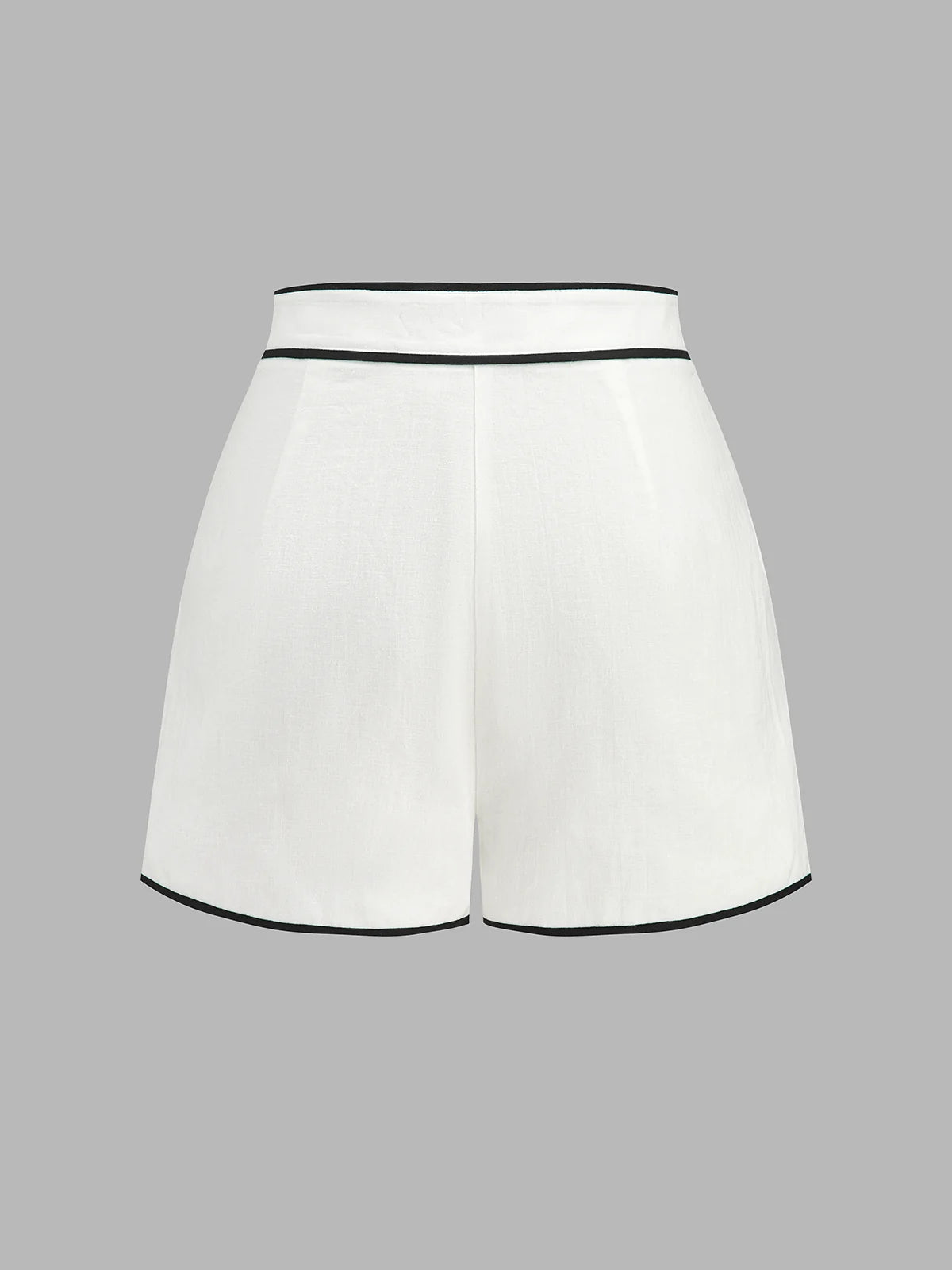 Cotton Linen Contrast Trim Top & Shorts Set