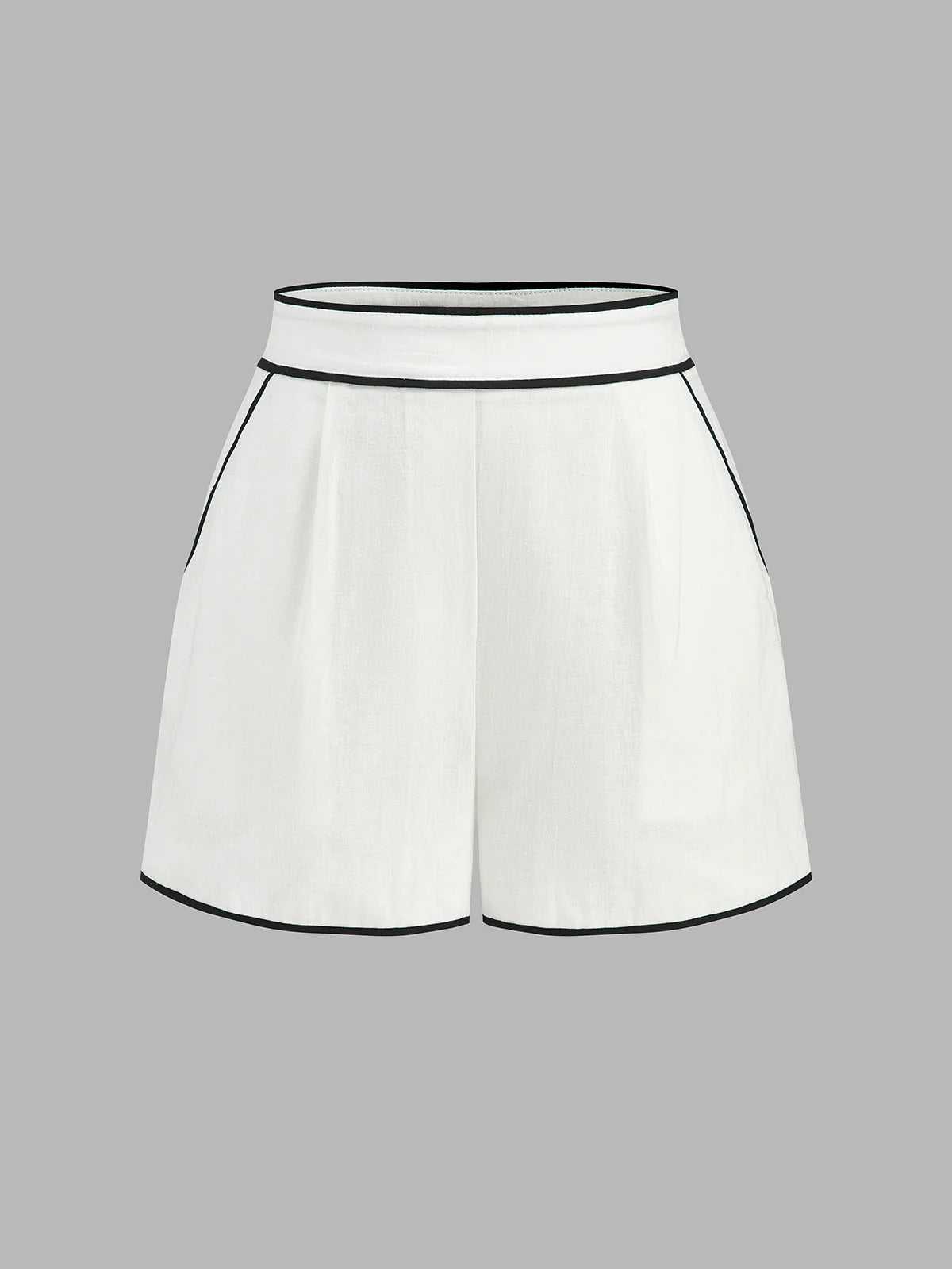 Cotton Linen Contrast Trim Top & Shorts Set