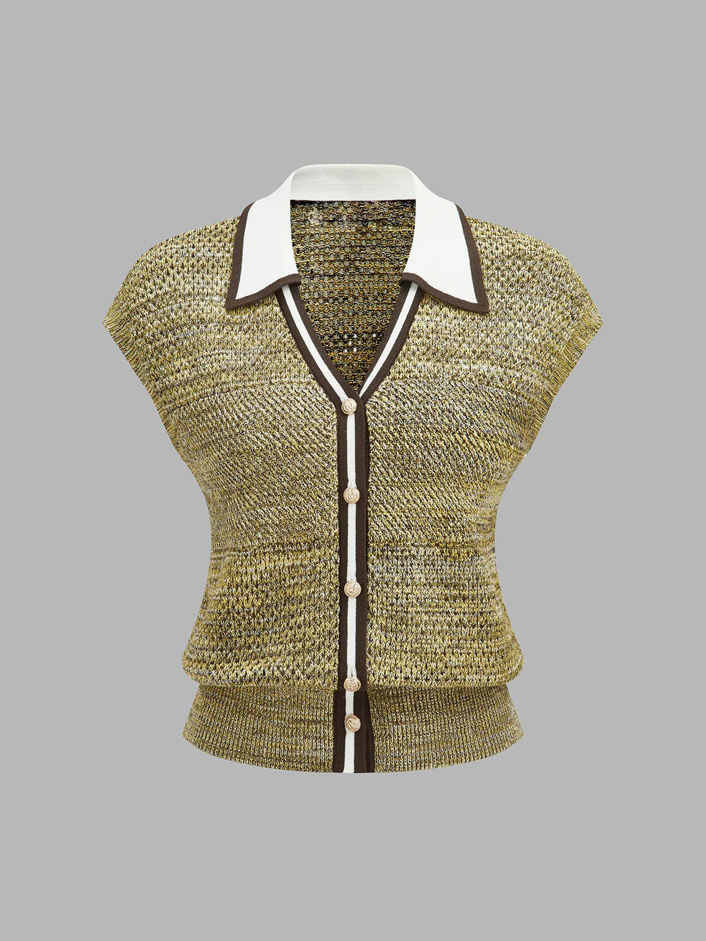 Contrast Trim Textured Knit Top