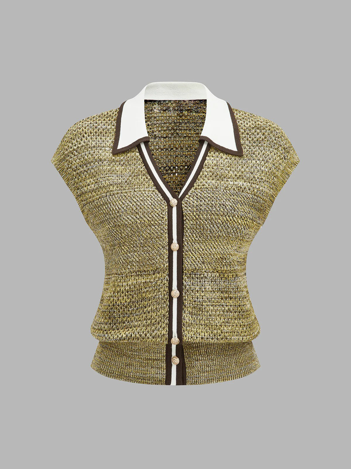 Contrast Trim Textured Knit Top