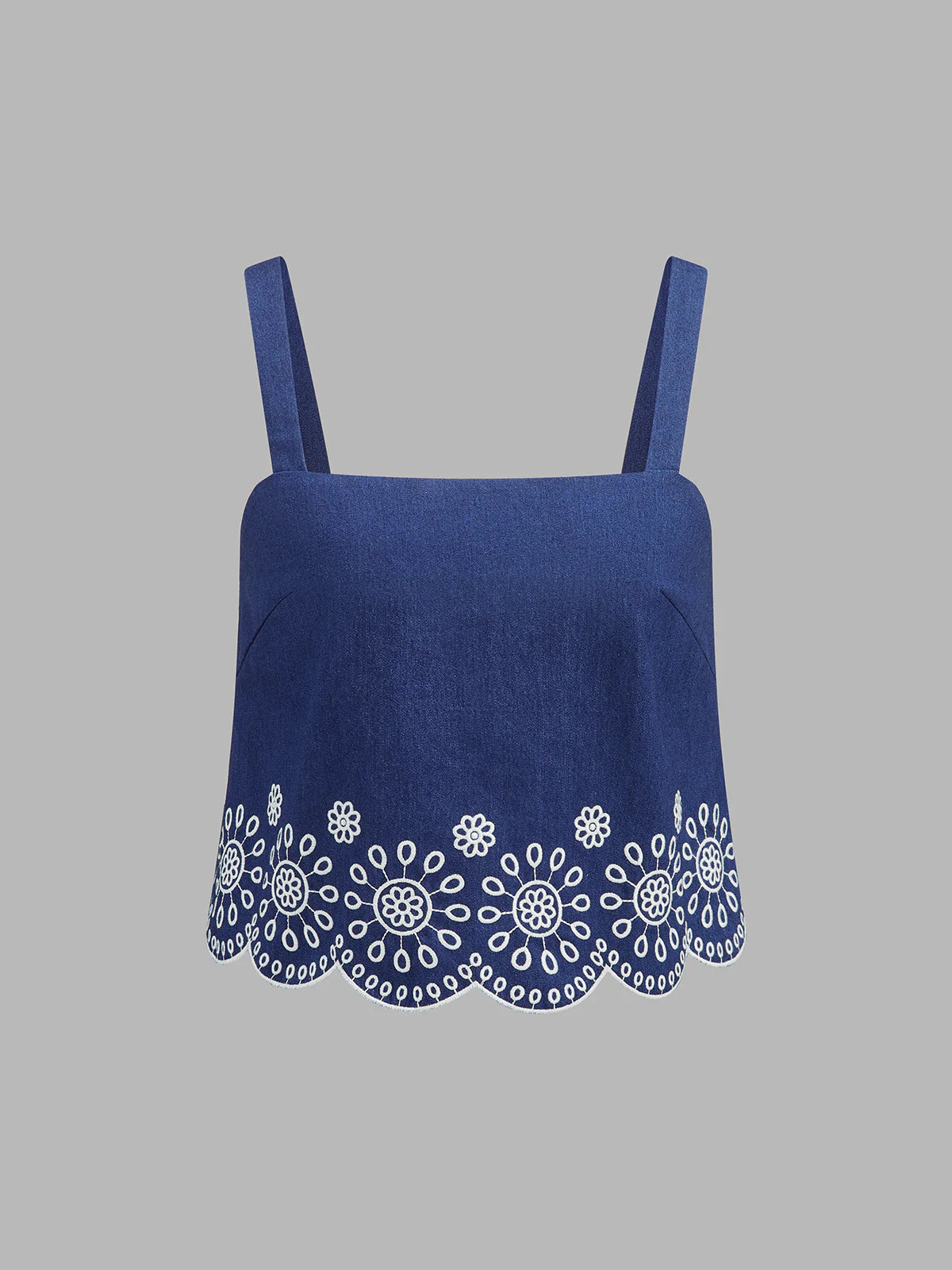 Embroidered Scalloped Two Piece Skirt Set