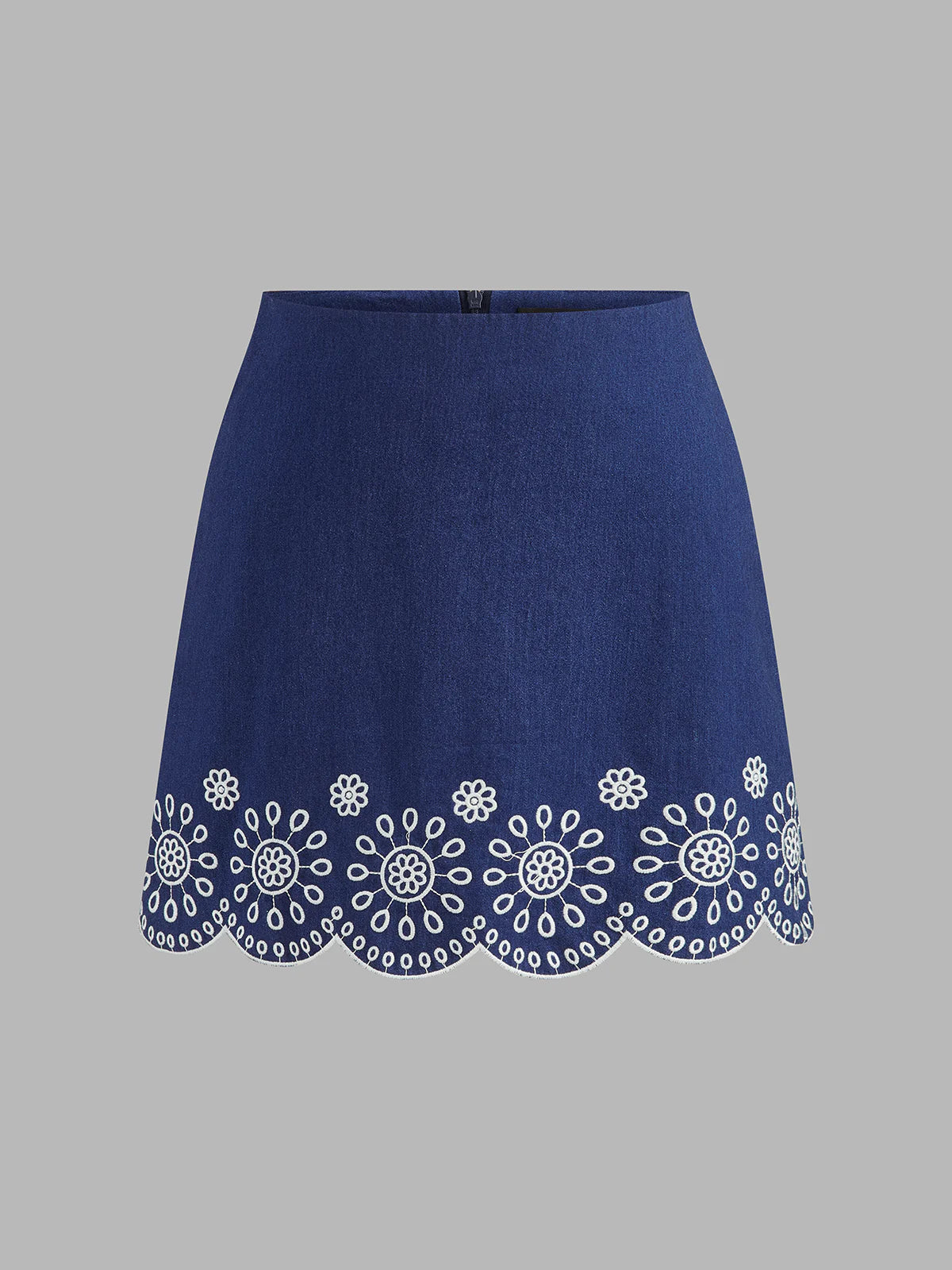 Embroidered Scalloped Two Piece Skirt Set