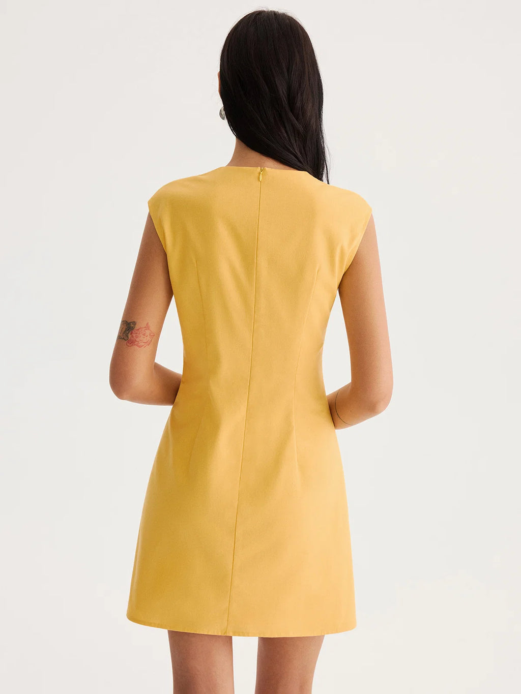 Linen Blend Eyelet Trim Sleeveless Mini Dress