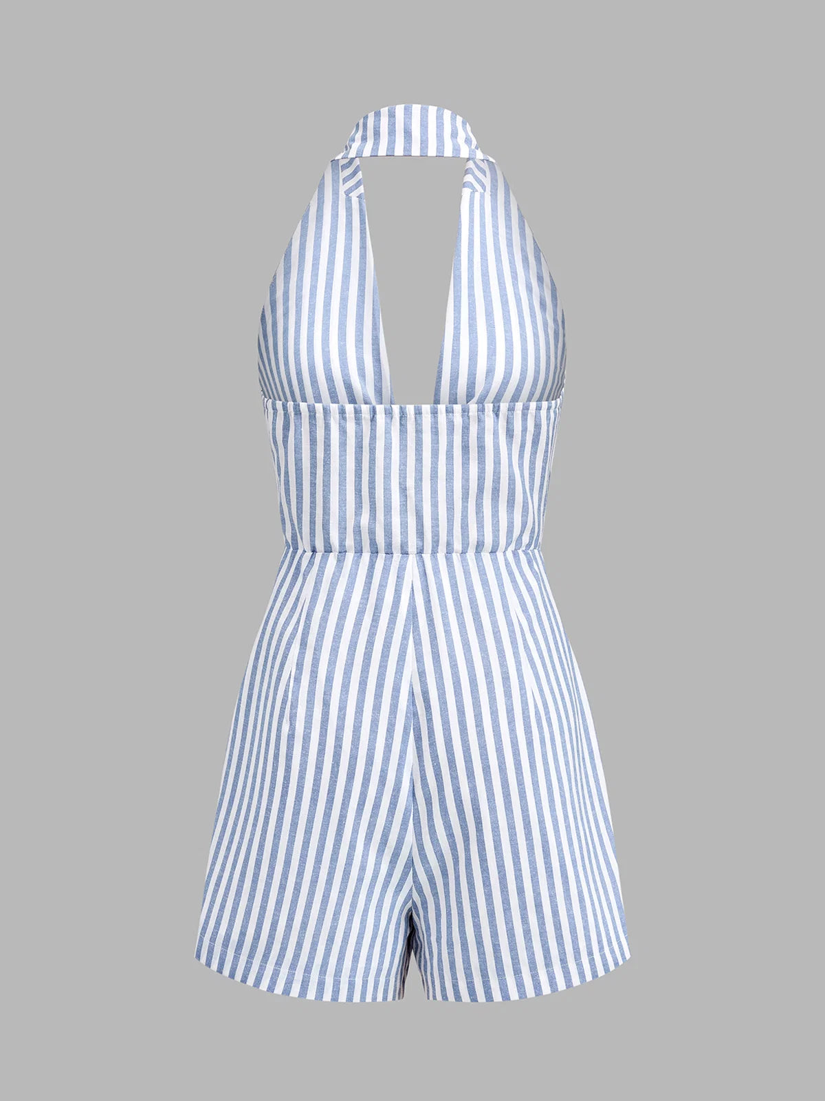Halter Tie Front Striped Romper