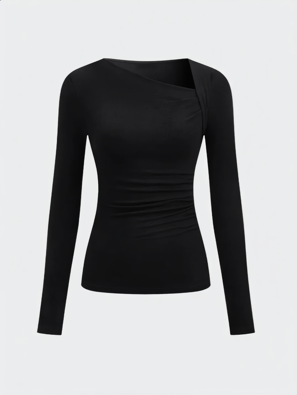 Ribbed Knit Long Sleeve Asymmetric Shirt