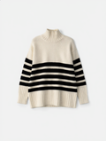 Miss Paris Mock Neck Stripe Sweater