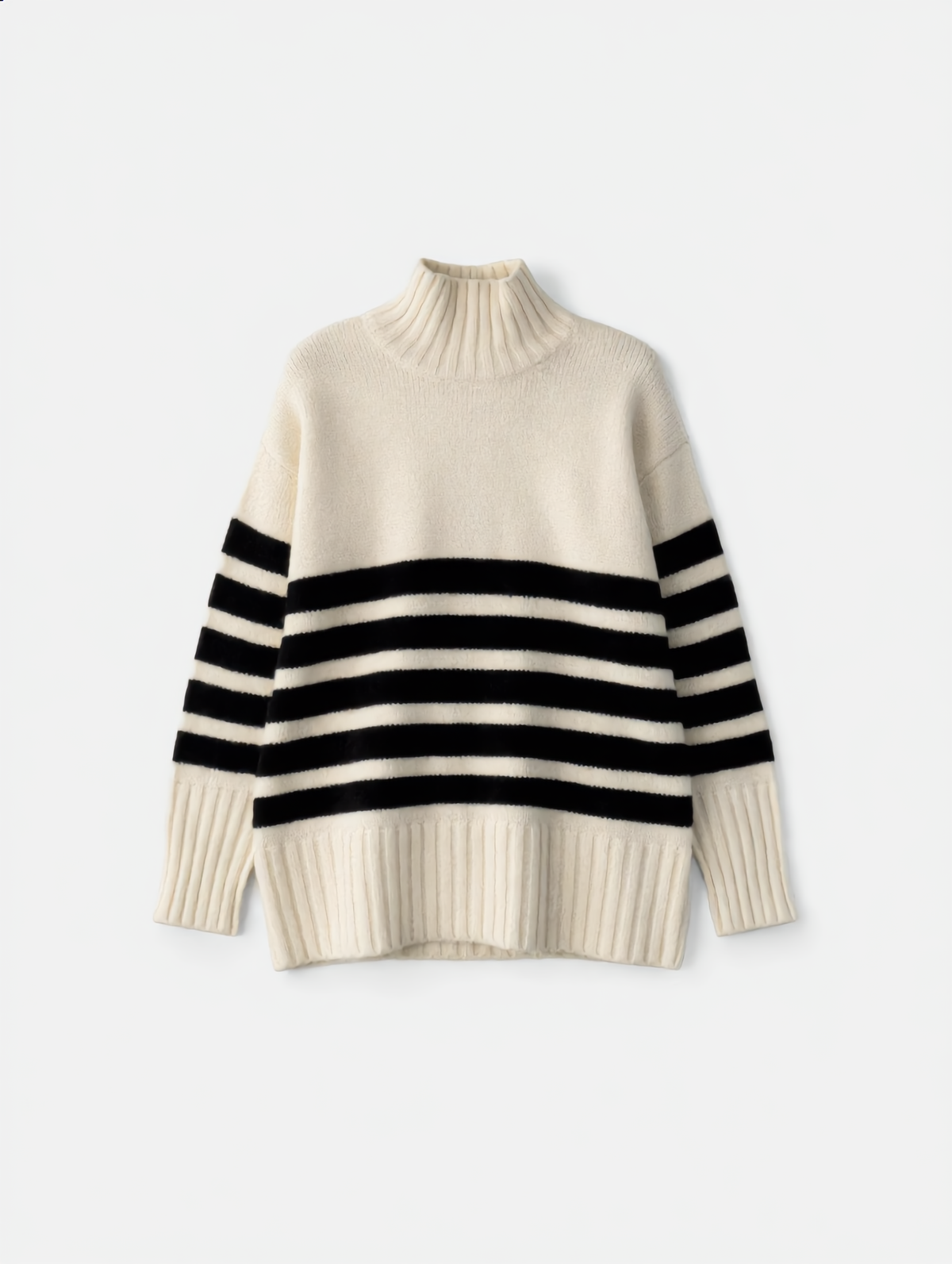 Miss Paris Mock Neck Stripe Sweater