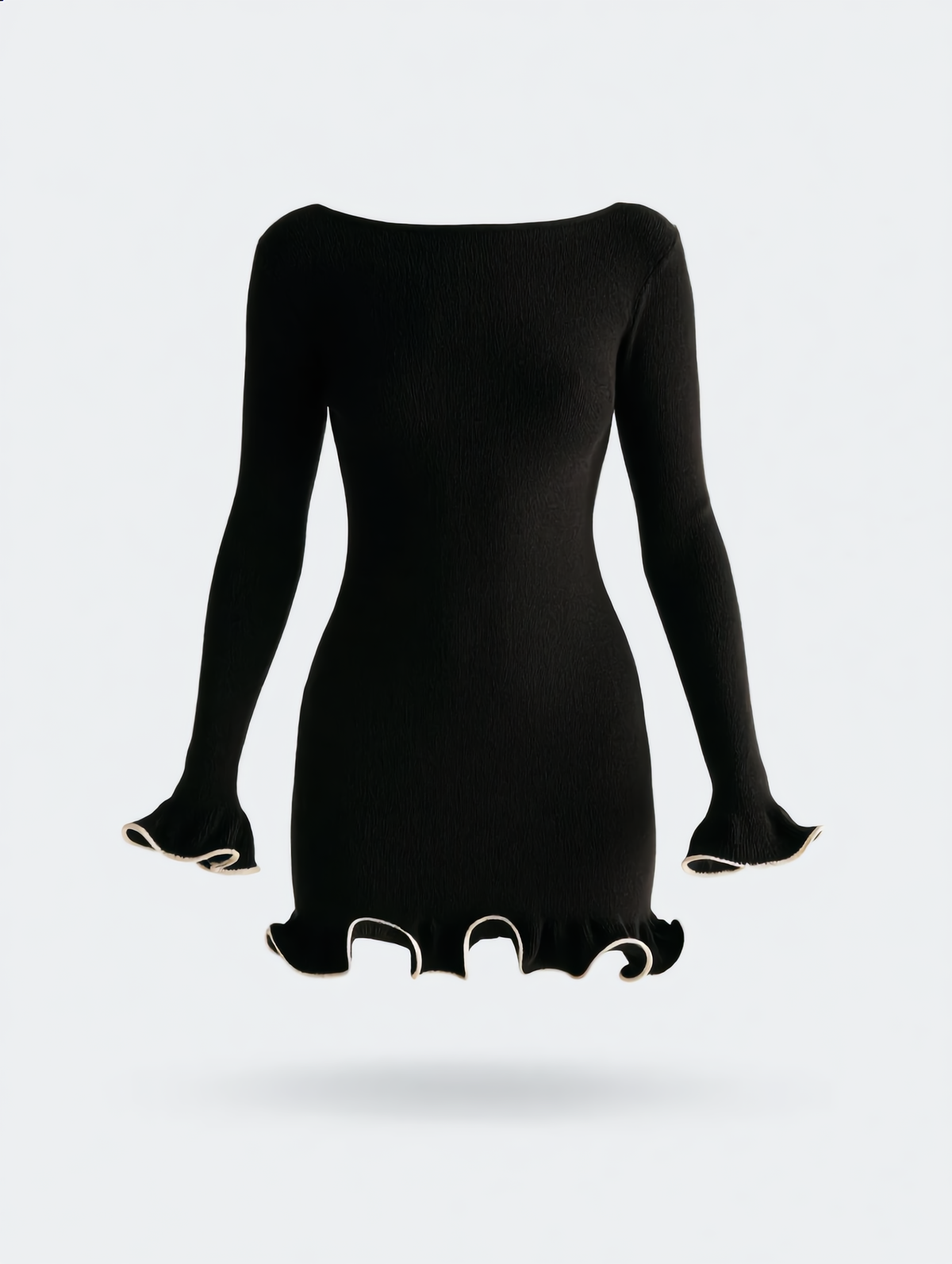 Contrast Ruffle Slim Dress