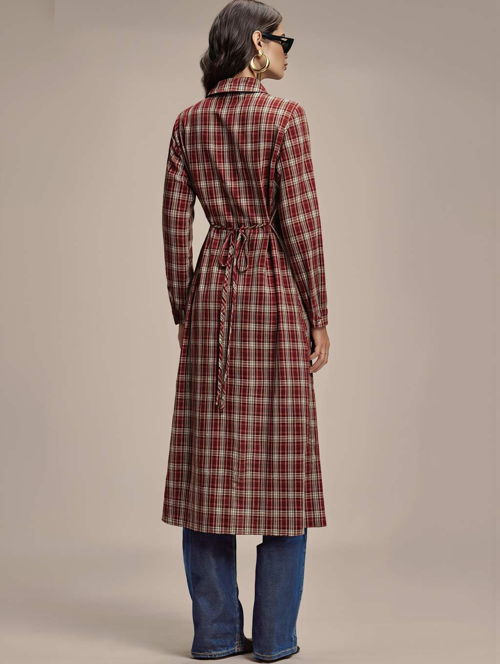 Plaid Button Front Shirt Dress
