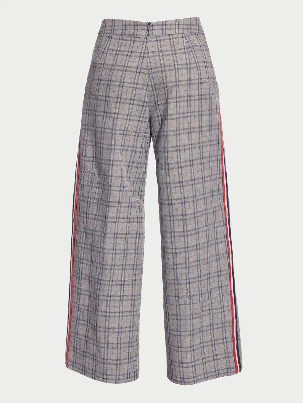 Plaid Side Stripe Straight Leg Pants