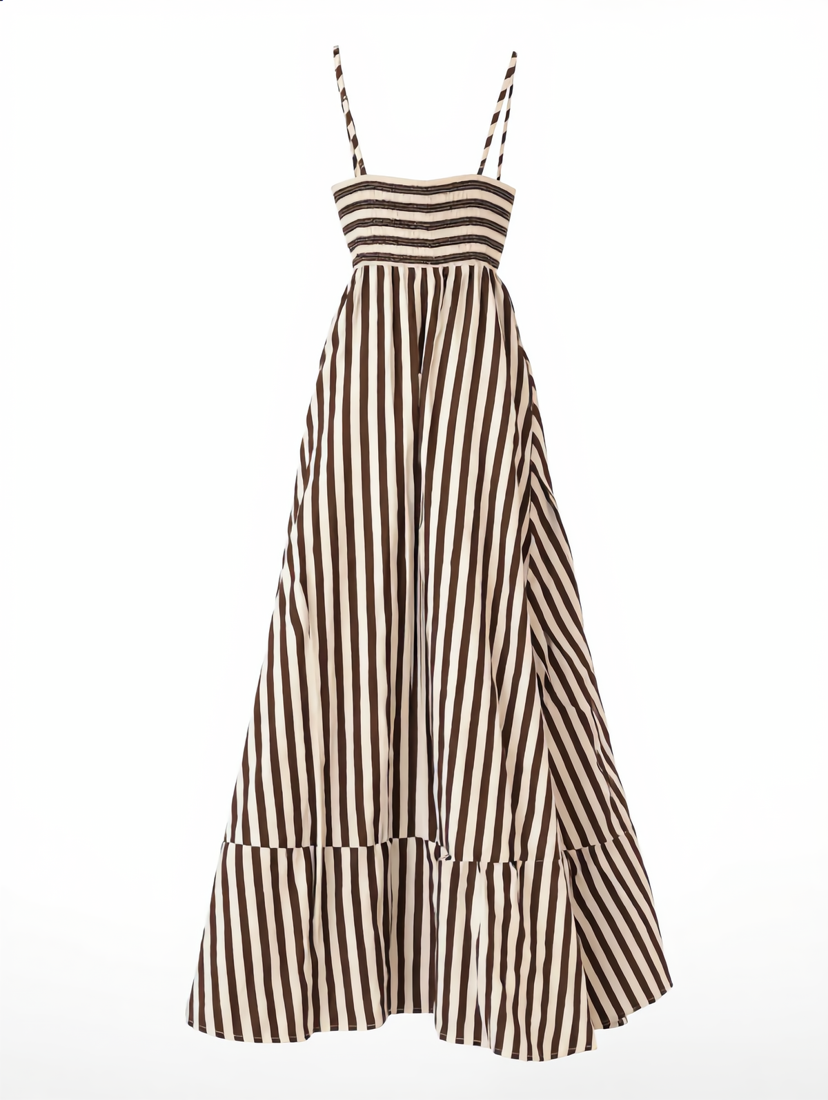 Striped Pleated Cami Long Dress