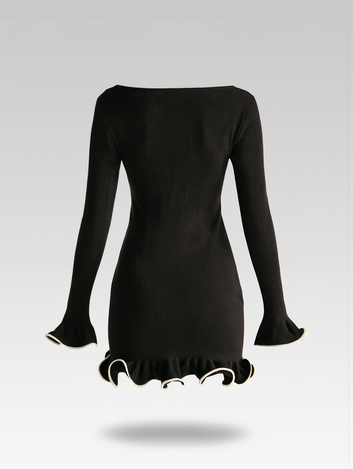 Contrast Ruffle Slim Dress