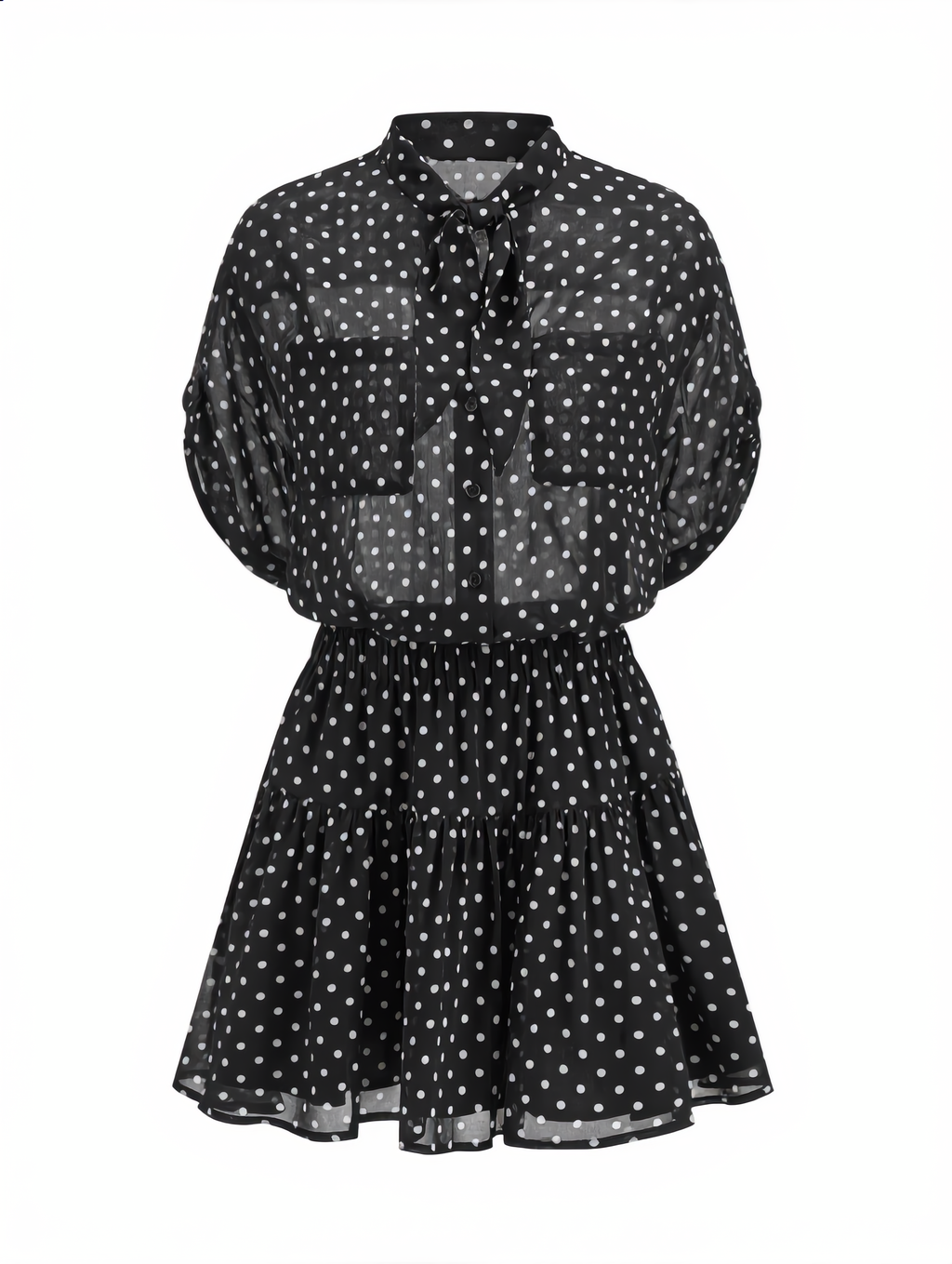 Polka Dot Sheer Shirt & Mini Skirt Set