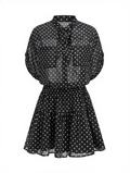 Polka Dot Sheer Shirt & Mini Skirt Set