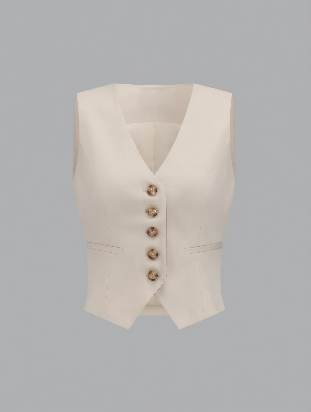 V-neck button-front cropped fitted vest and wide-leg trousers set