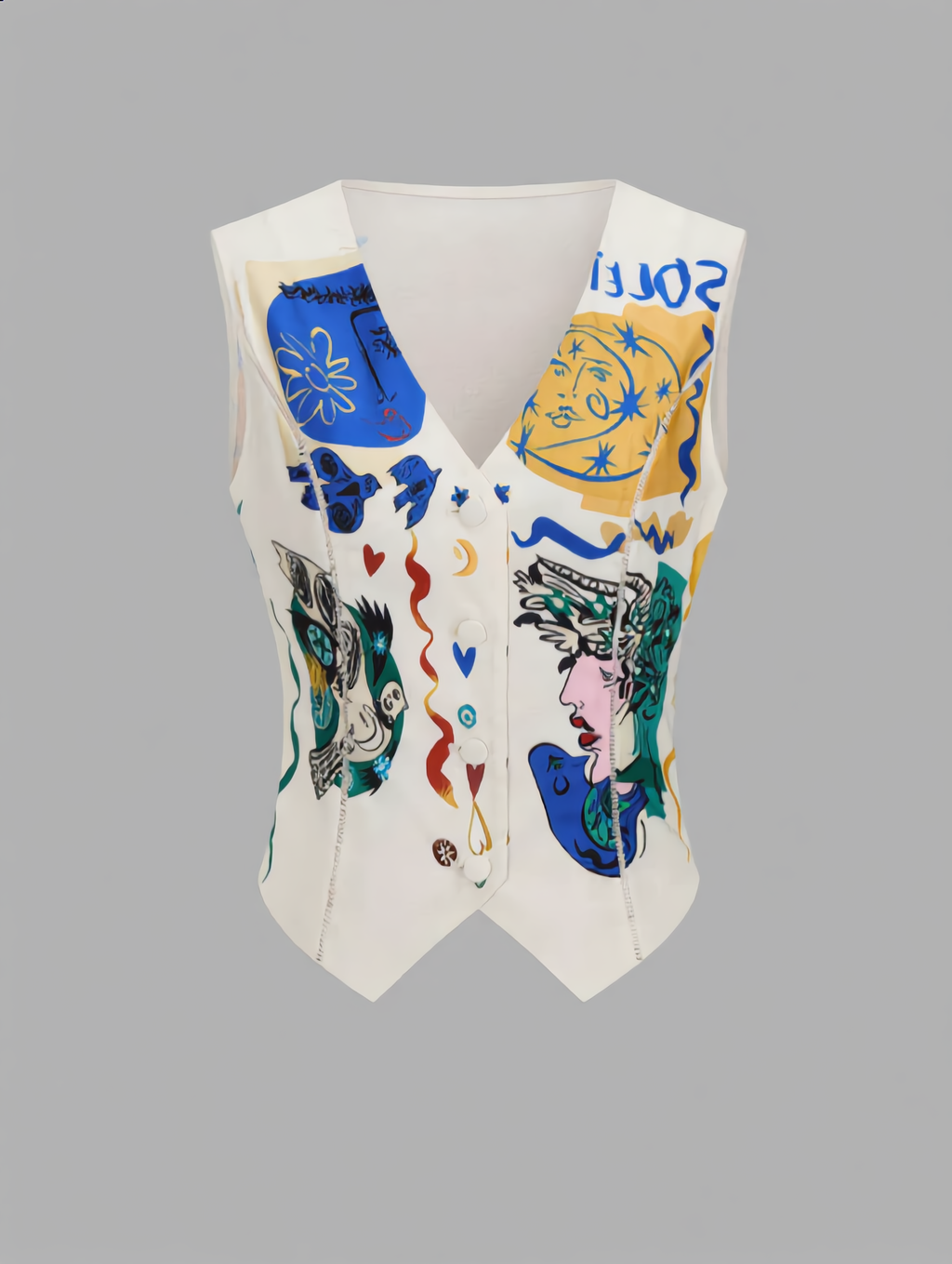 Abstract Art Print Vest & Shorts Set