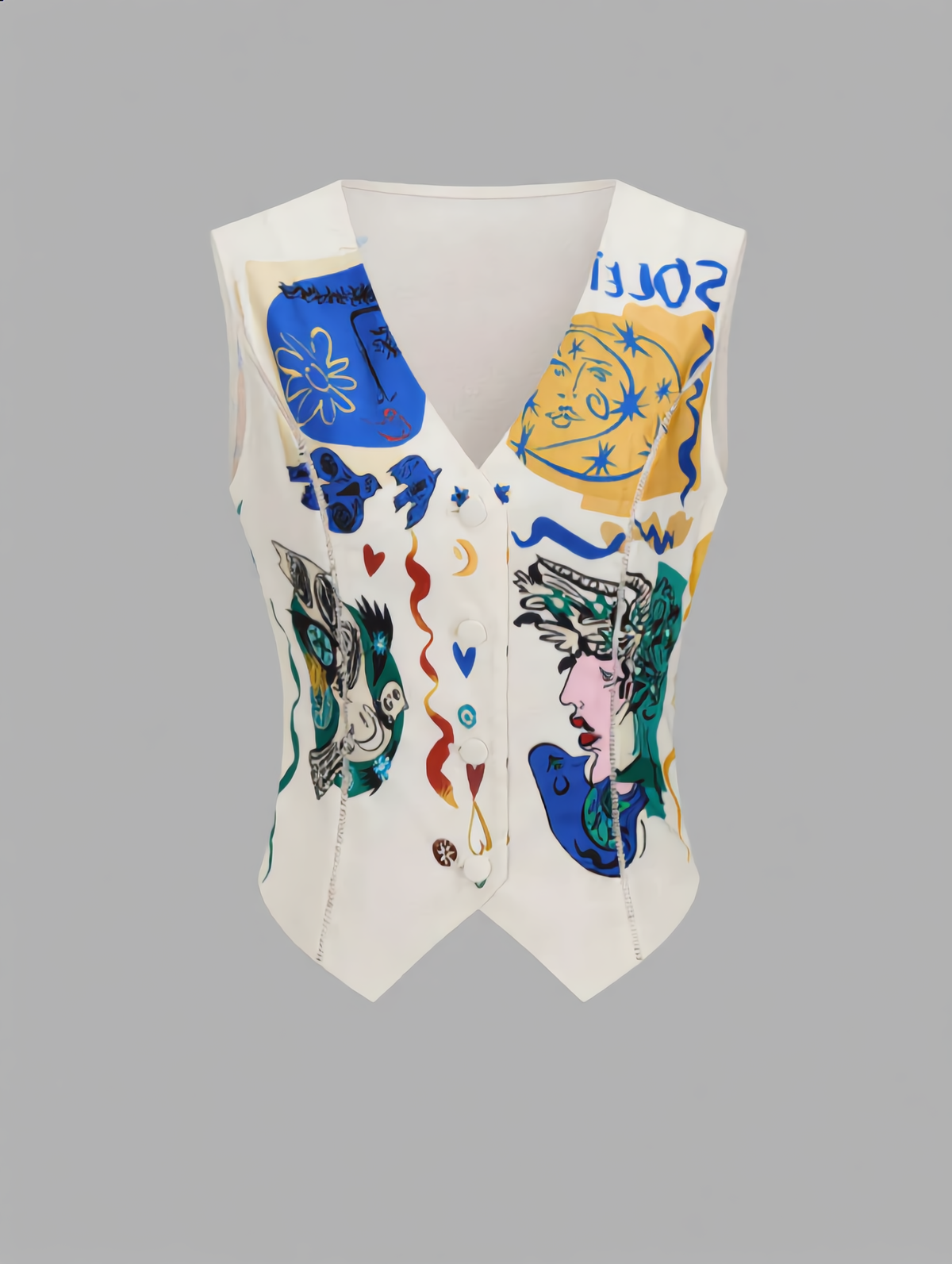 Abstract Art Print Vest & Shorts Set