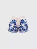 Palm Tree Print Shirt & Drawstring Shorts Set