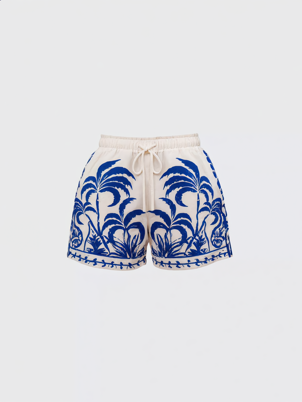 Palm Tree Print Shirt & Drawstring Shorts Set