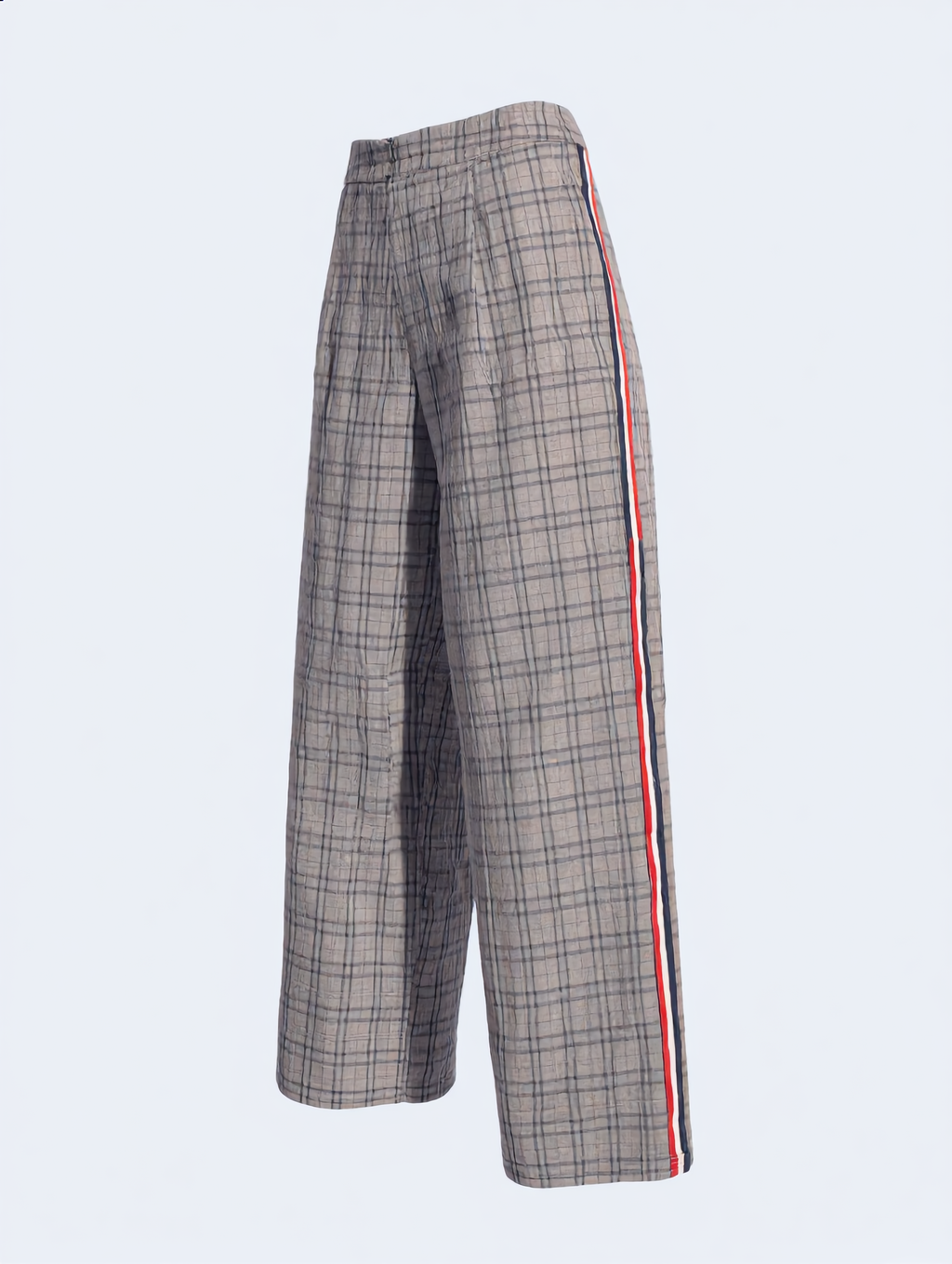 Plaid Side Stripe Straight Leg Pants