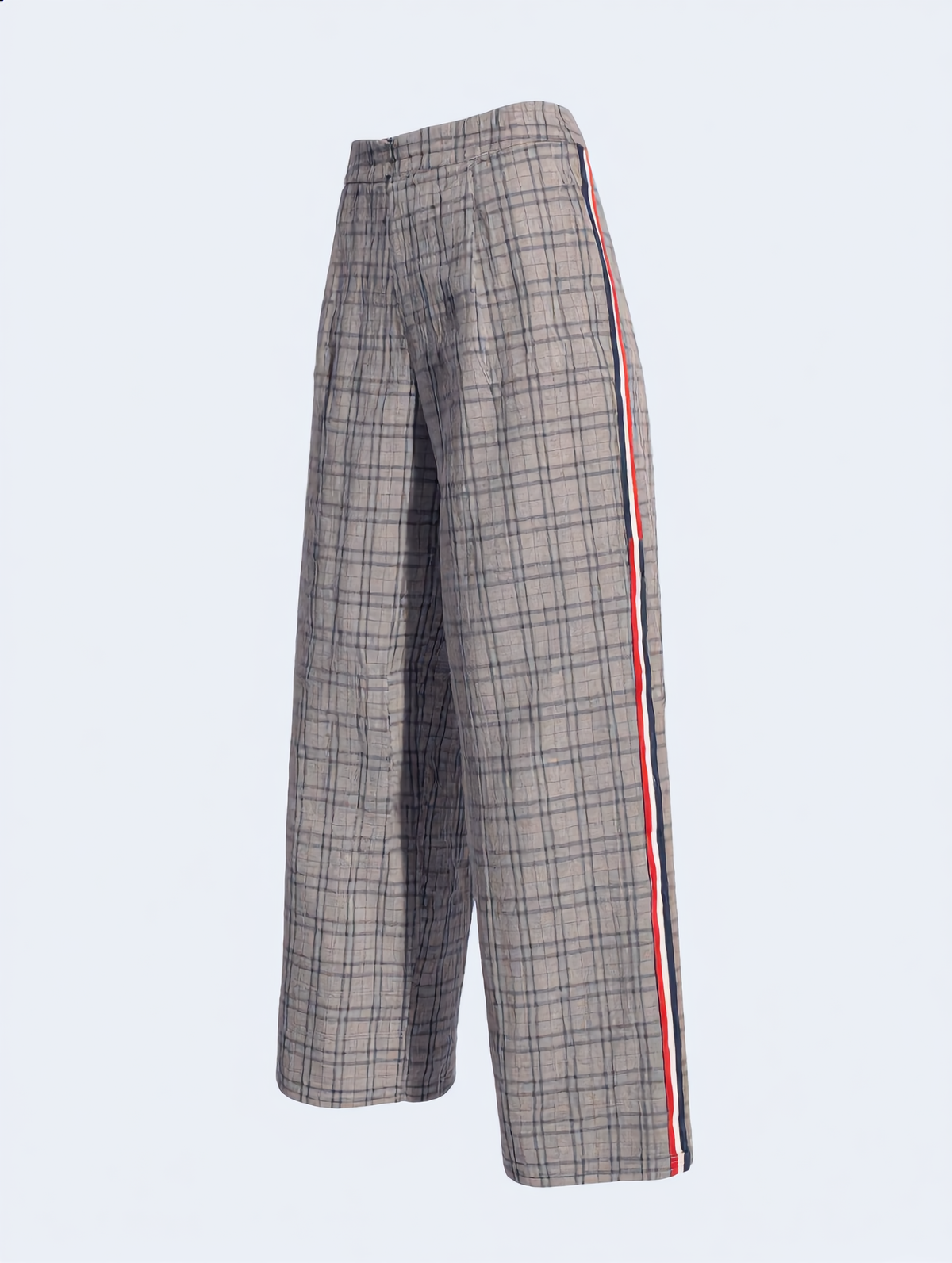 Plaid Side Stripe Straight Leg Pants