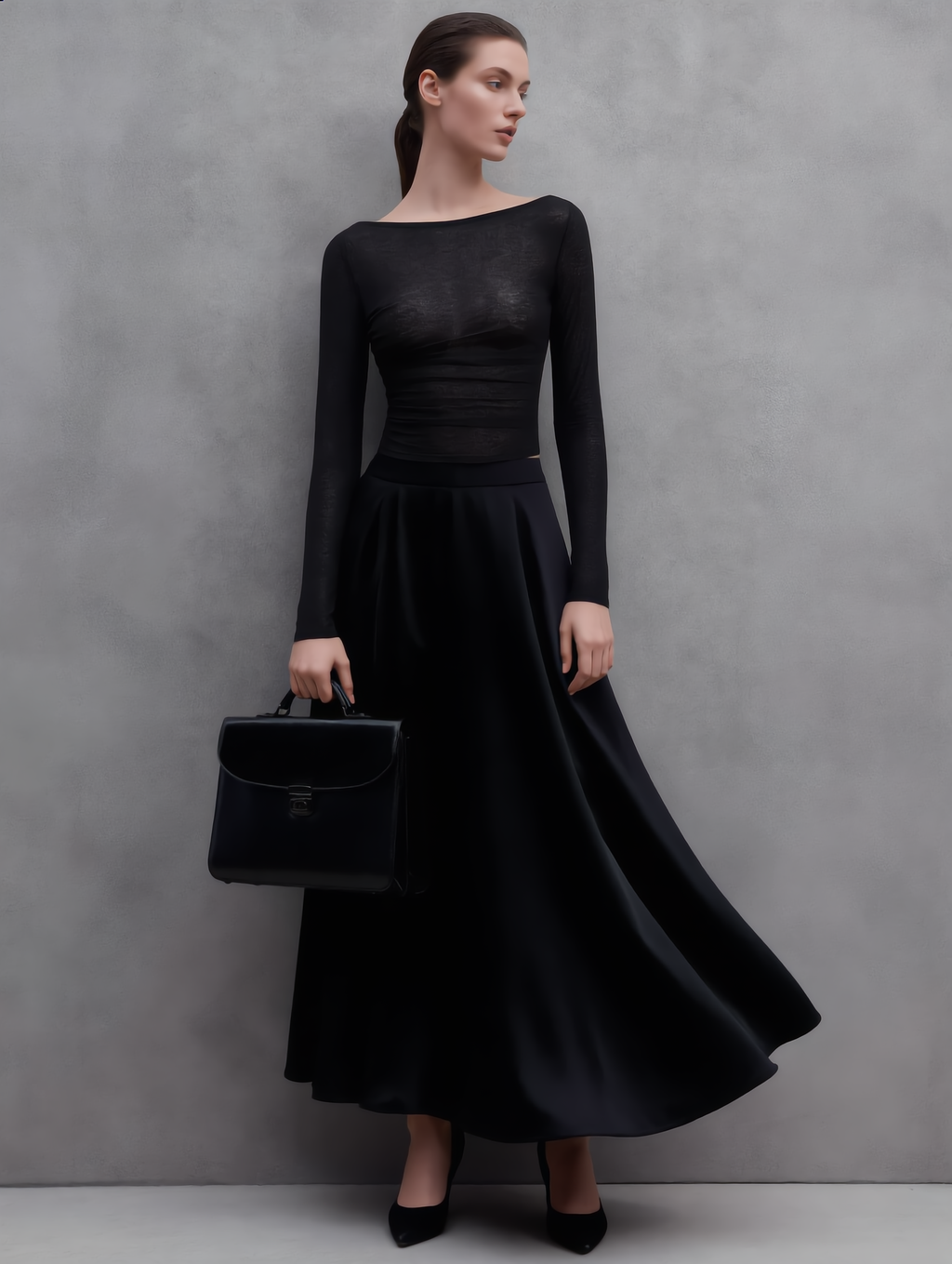 Straight Neck Sheer Panel Jersey Top