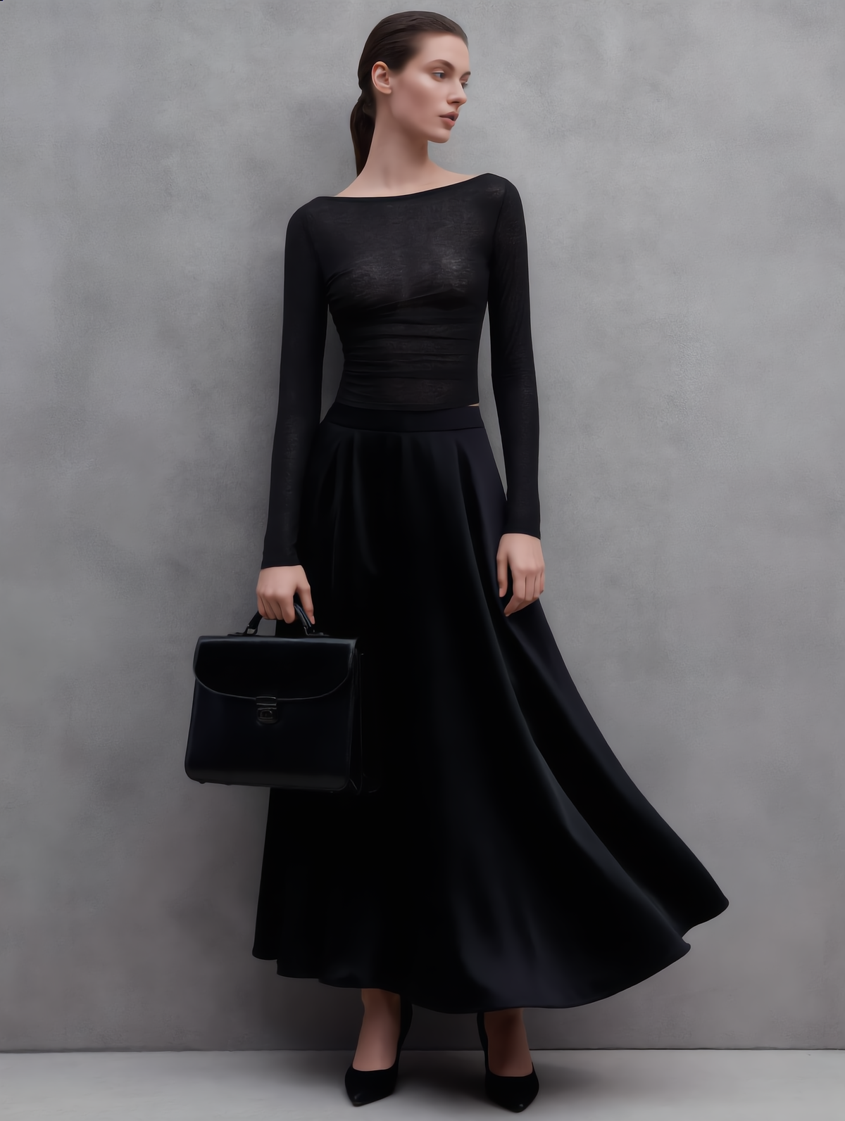 Straight Neck Sheer Panel Jersey Top