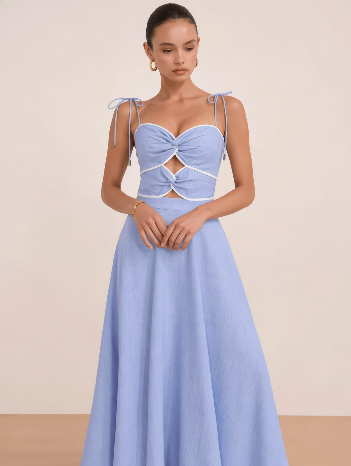 Cutout Tie Strap Maxi Dress